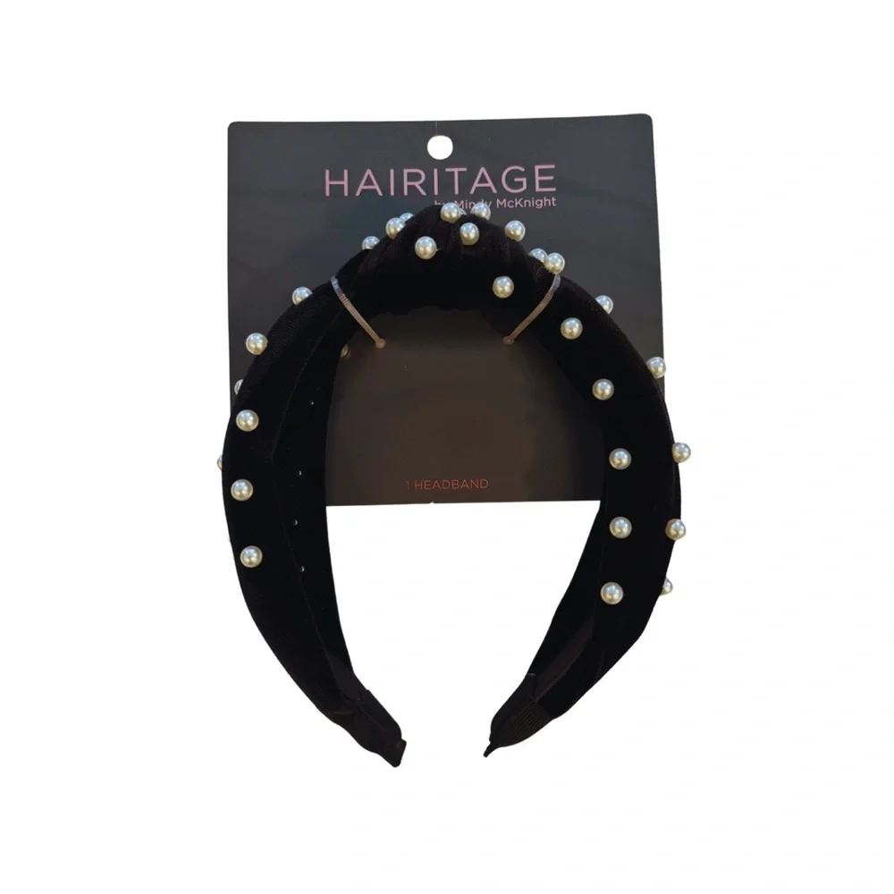 Black Pearl-Embellished Headband - Picture 1 of 5